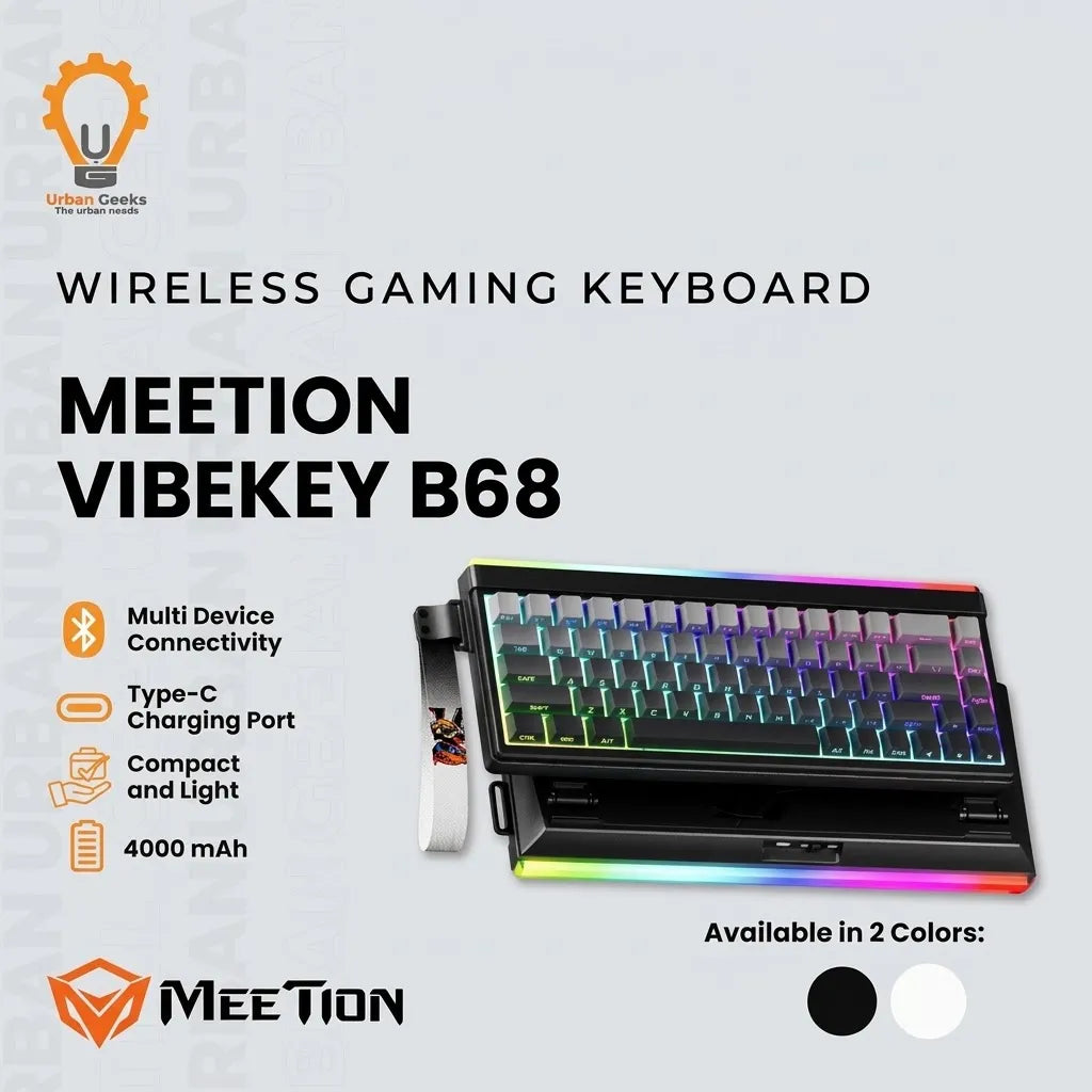 MEETION MT-Vibekey B68 Membrane Gaming Keyboard with 68-key compact layout, Three connection modes
