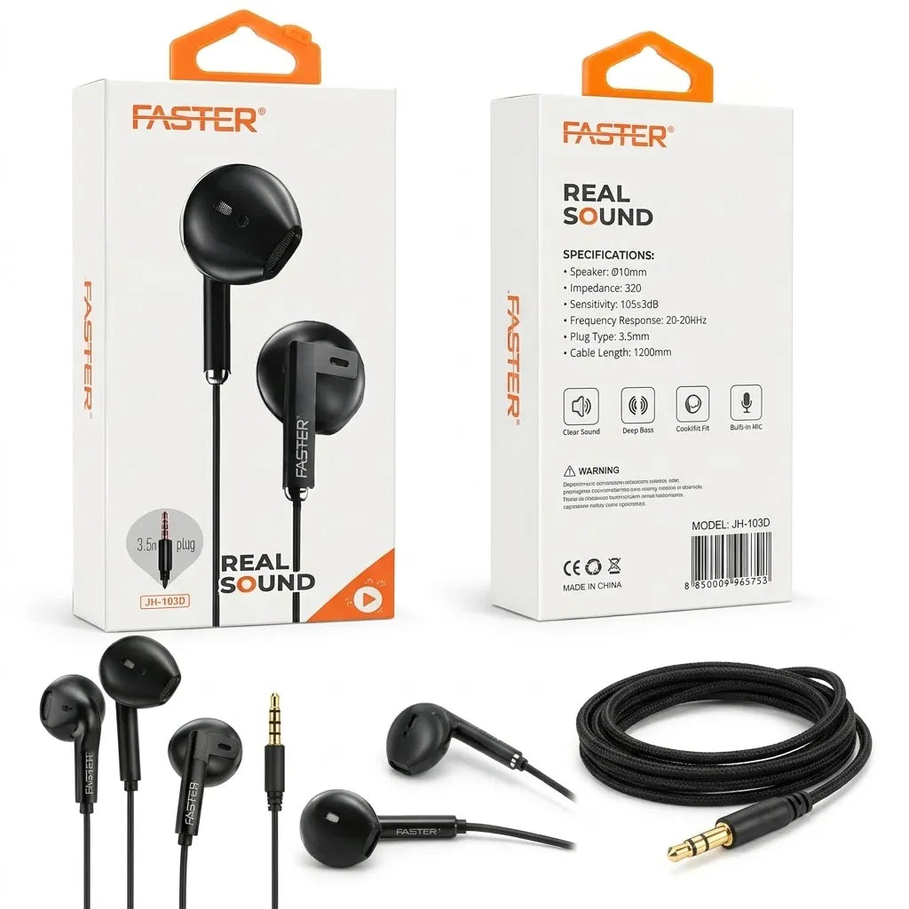 Faster J20 Handsfree – 3.5mm Plug, In-Ear Design, Wired Listening