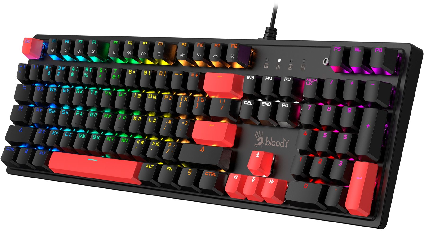 A4Tech S520N Fire Black RGB Backlit Gaming Keyboard