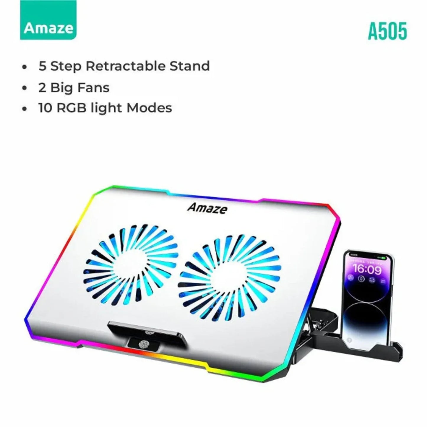 Amaze A505 Laptop RGB Cooling Stand (2 Big Fans) – Best Price in Pakistan | Dynsol.pk - dynsol