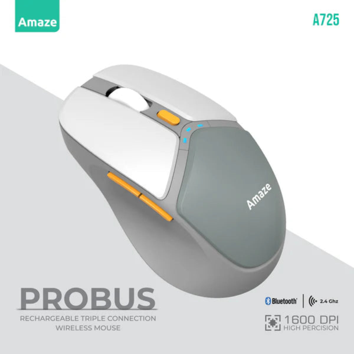 Amaze A725 Probus Triple Connection Rechargeable Wireless Mouse