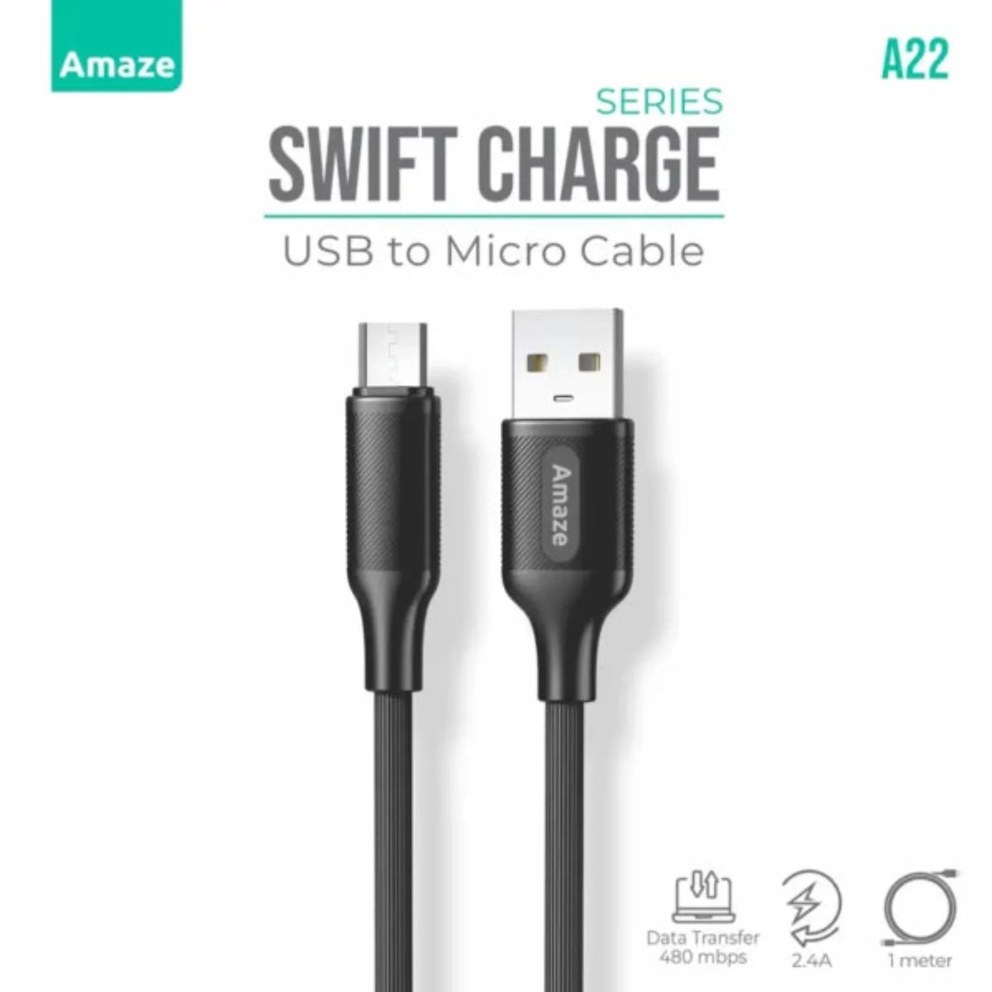 Amaze A22 Swift Charge USB to Micro Cable 2.4A 1M | Best Price in Pakistan | Dynsol.pk - dynsol