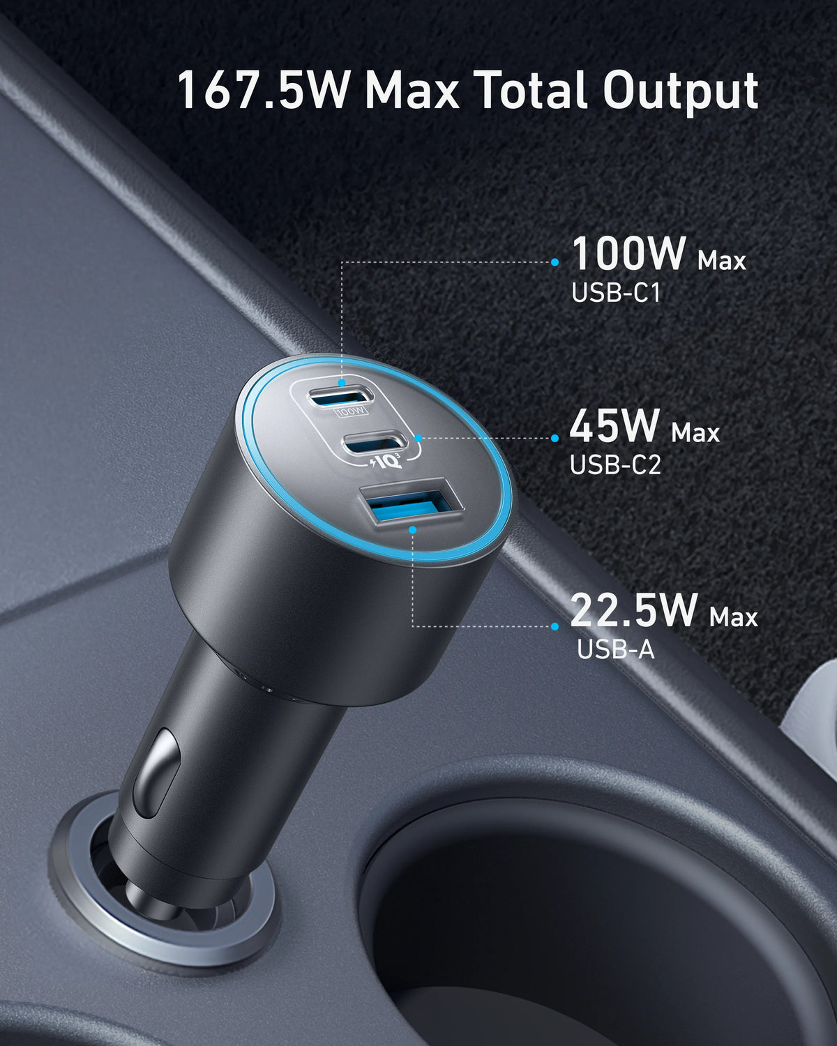 Anker A2737 Nano Car Charger (167.5W, 3 Ports)