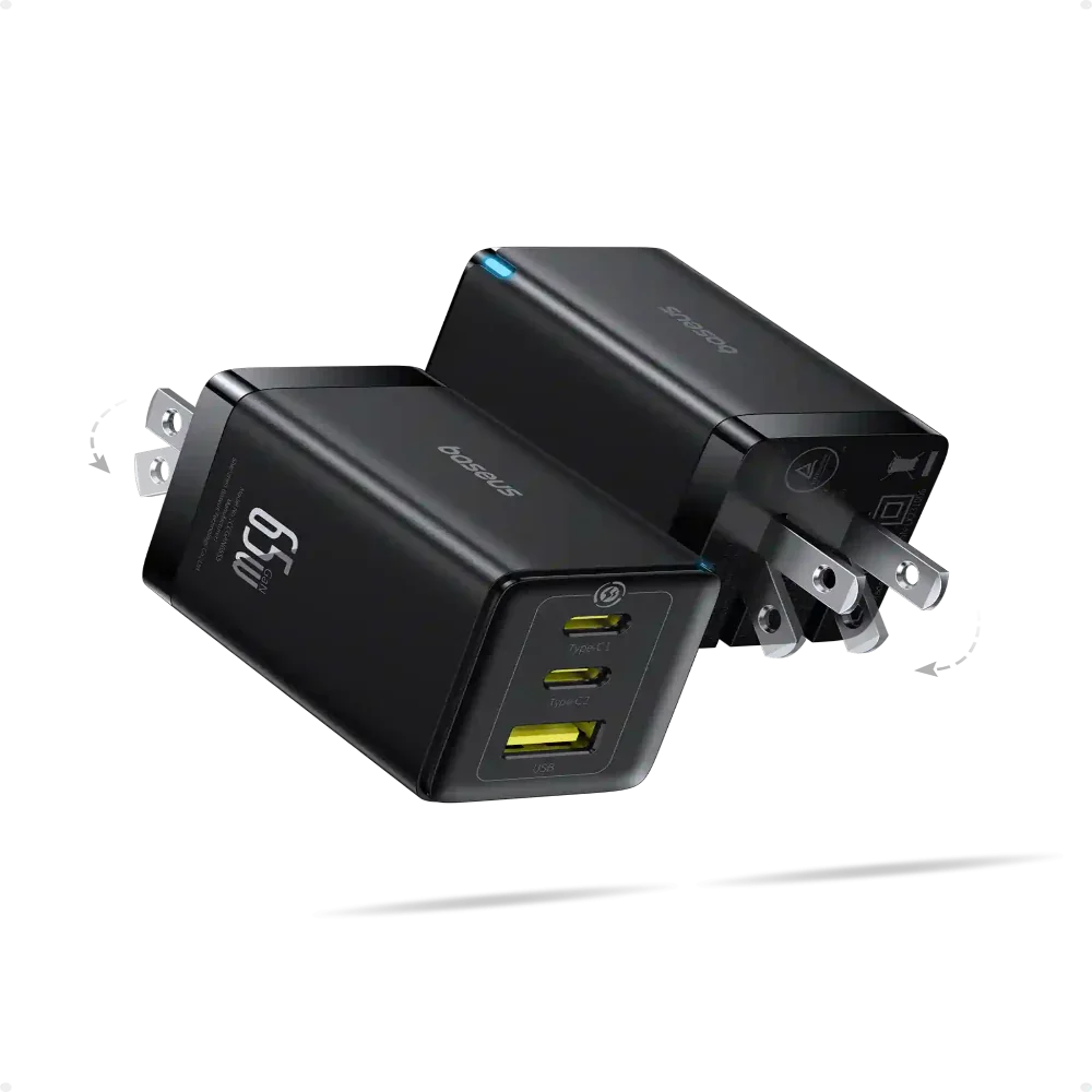 BASEUS GaN5 Pro Fast Charger 2C+U 65W US – Pack of 2 (Cluster Black) | Price in Pakistan | Dynsol.pk - dynsol