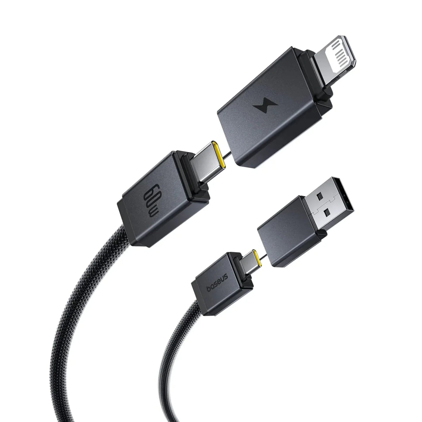 BASEUS Versatile Two-for-Two Fast Charging Cable U + C to C + L – 60W (1M / 2M) Cosmic Black - dynsol