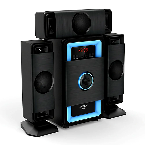 Faster E50 Theater Jet Speakers – 70W Rated Output, 6.5-Inch Bass Driver, AC-Powered Audio