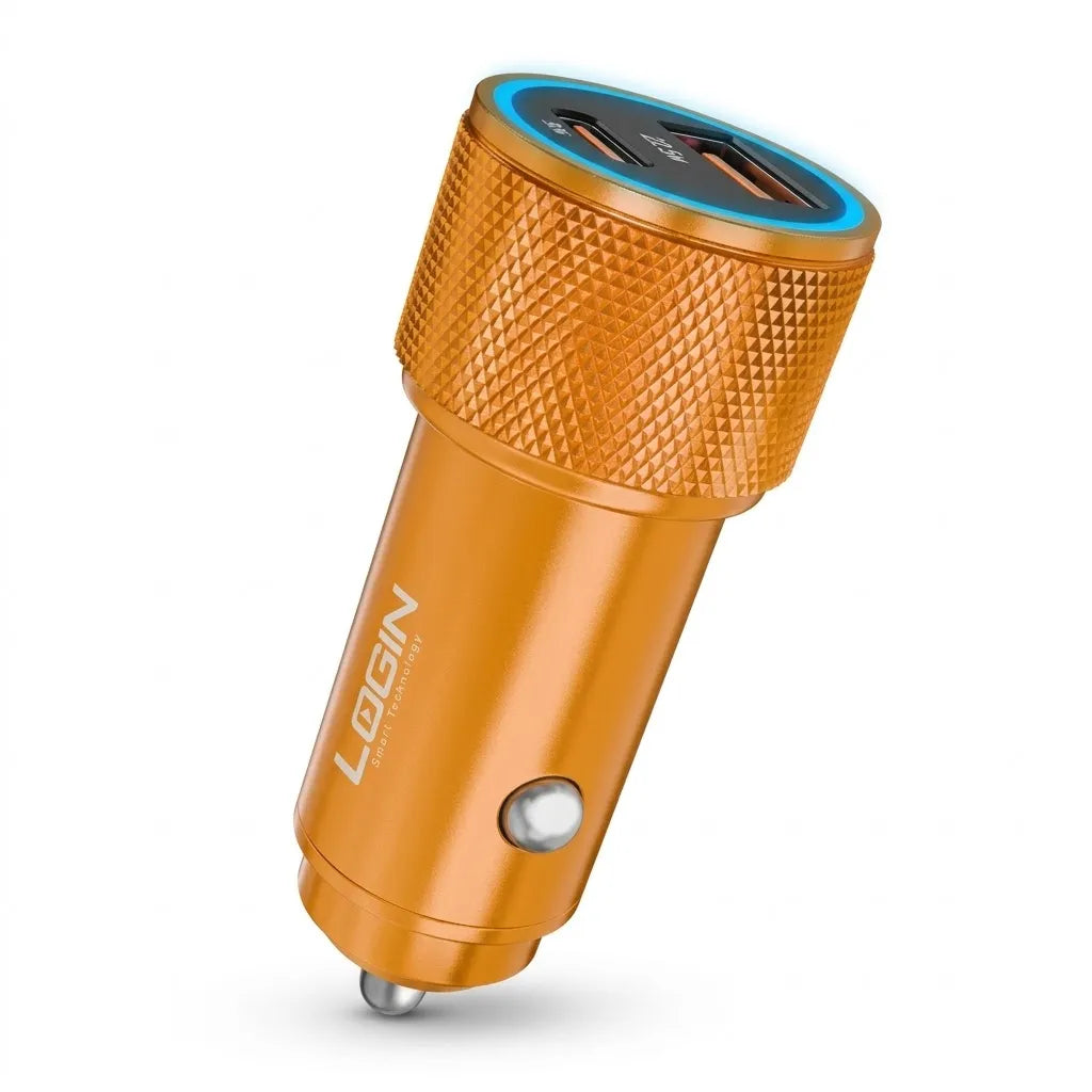 Login L-603 Movon 52.5W Car Charger with USB & PD Ports and Metallic Finish