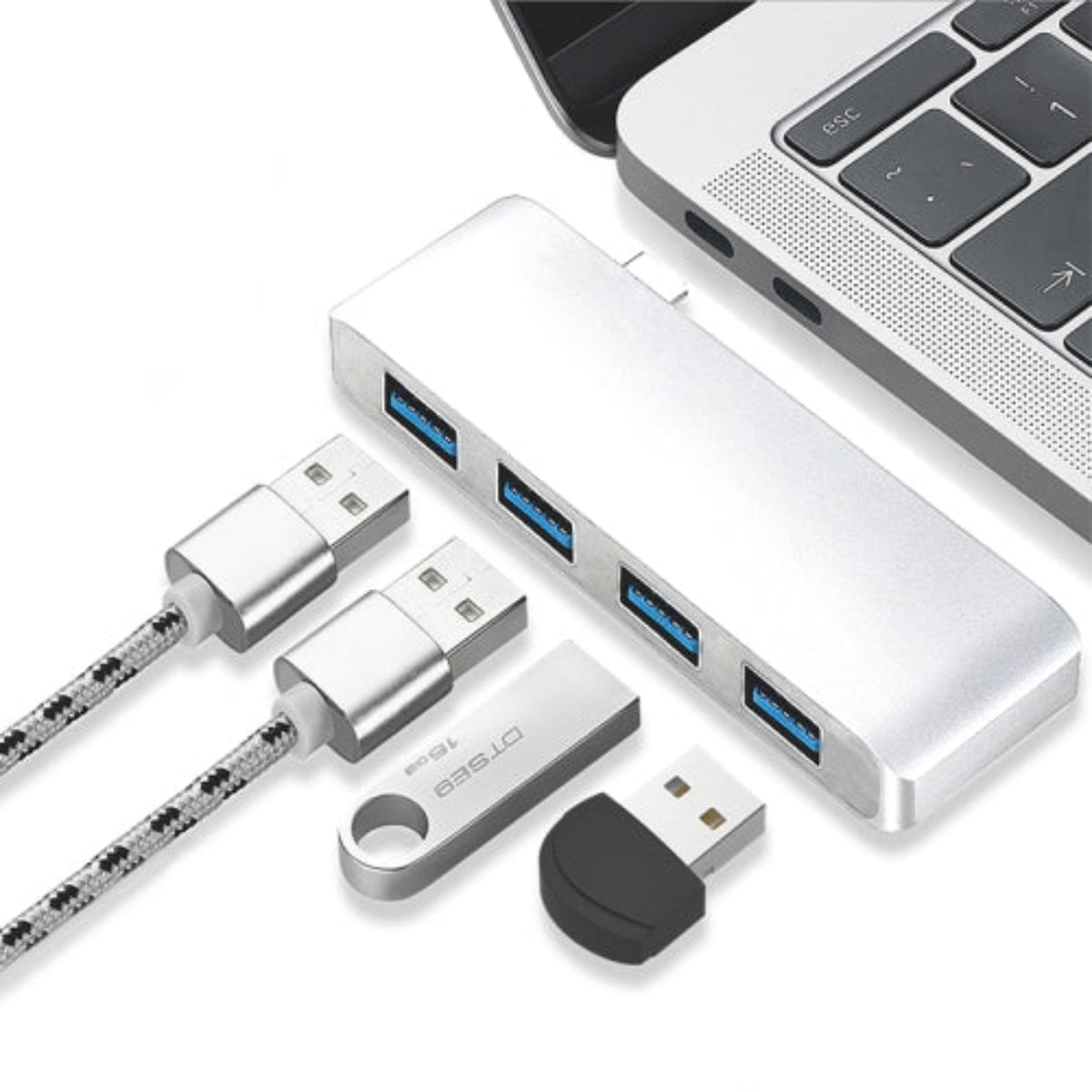 Basix T4 USB-C / Type-C tob 4 USB 3.0 HUB Aluminum Alloy Adapter