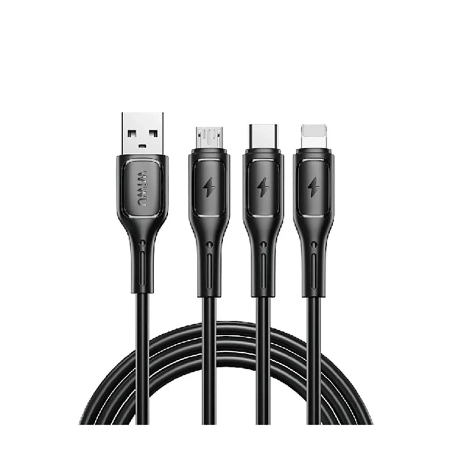 WIWU WI-C045 USB to 3-in-1 Cable - Black Best Price in Pakistan | Dynsol.pk - dynsol