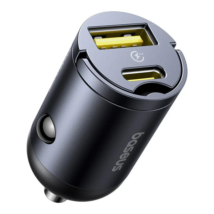 Baseus Tiny Star Mini U+C 30W Cosmic Black car charger with USB-A and Type-C fast charging ports