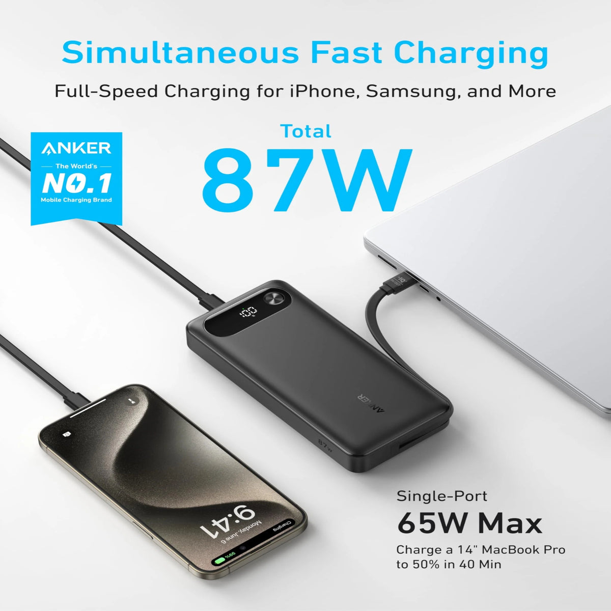 Anker A1383 Power Bank 20K, 87W, Built-In USB-C Cable Price in Pakistan2