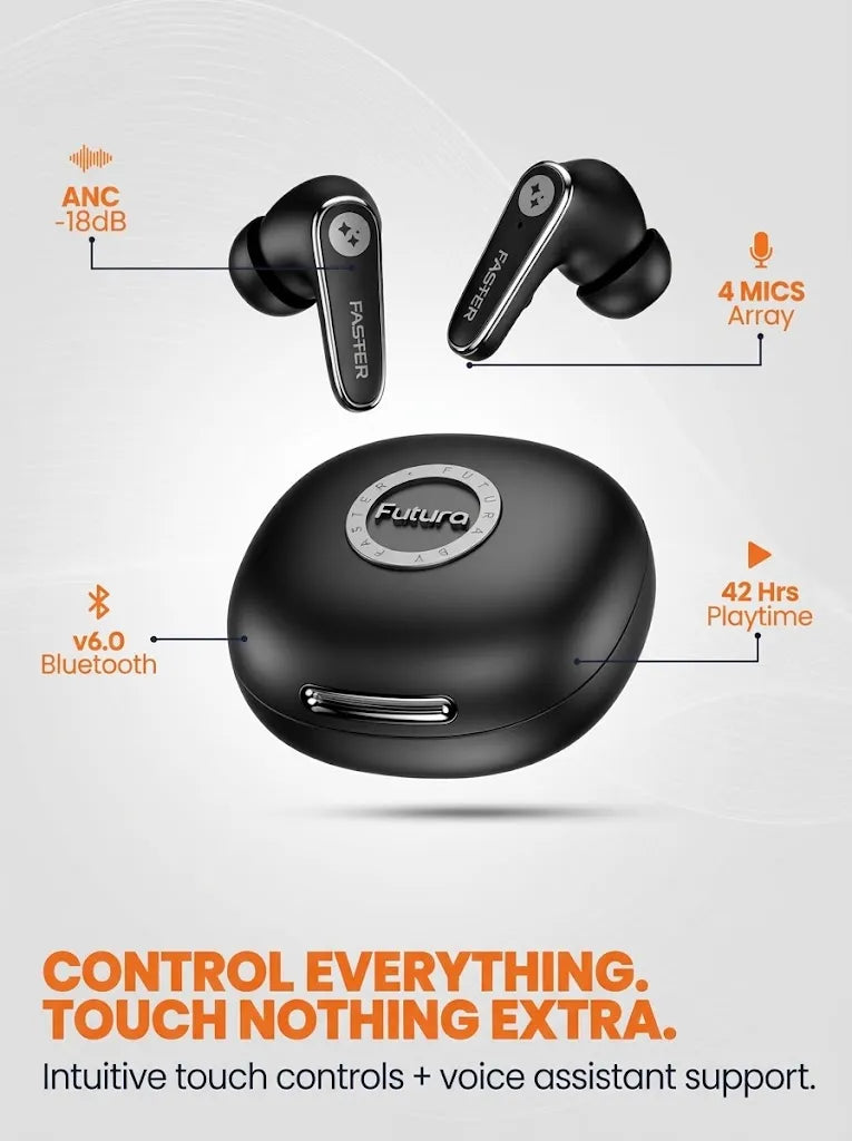 Faster AI-200 Futura | ANC + ENC, 13mm Drivers & App Translation