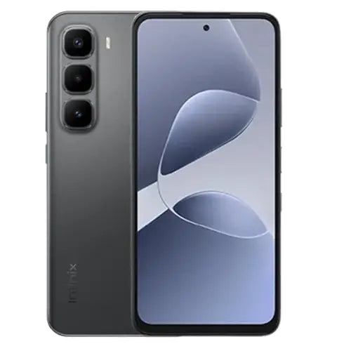 Infinix HOT 60i 6GB RAM 128GB black smartphone with stylish back design and triple camera look