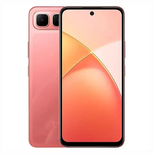 Infinix Smart 10 pink color smartphone with stylish back design and punch hole display