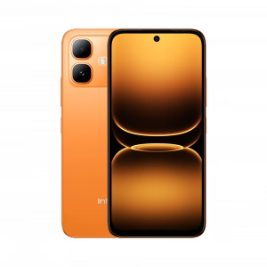 Infinix Smart 20 orange 4GB RAM 64GB ROM mobile phone with modern display and stylish rear camera design.