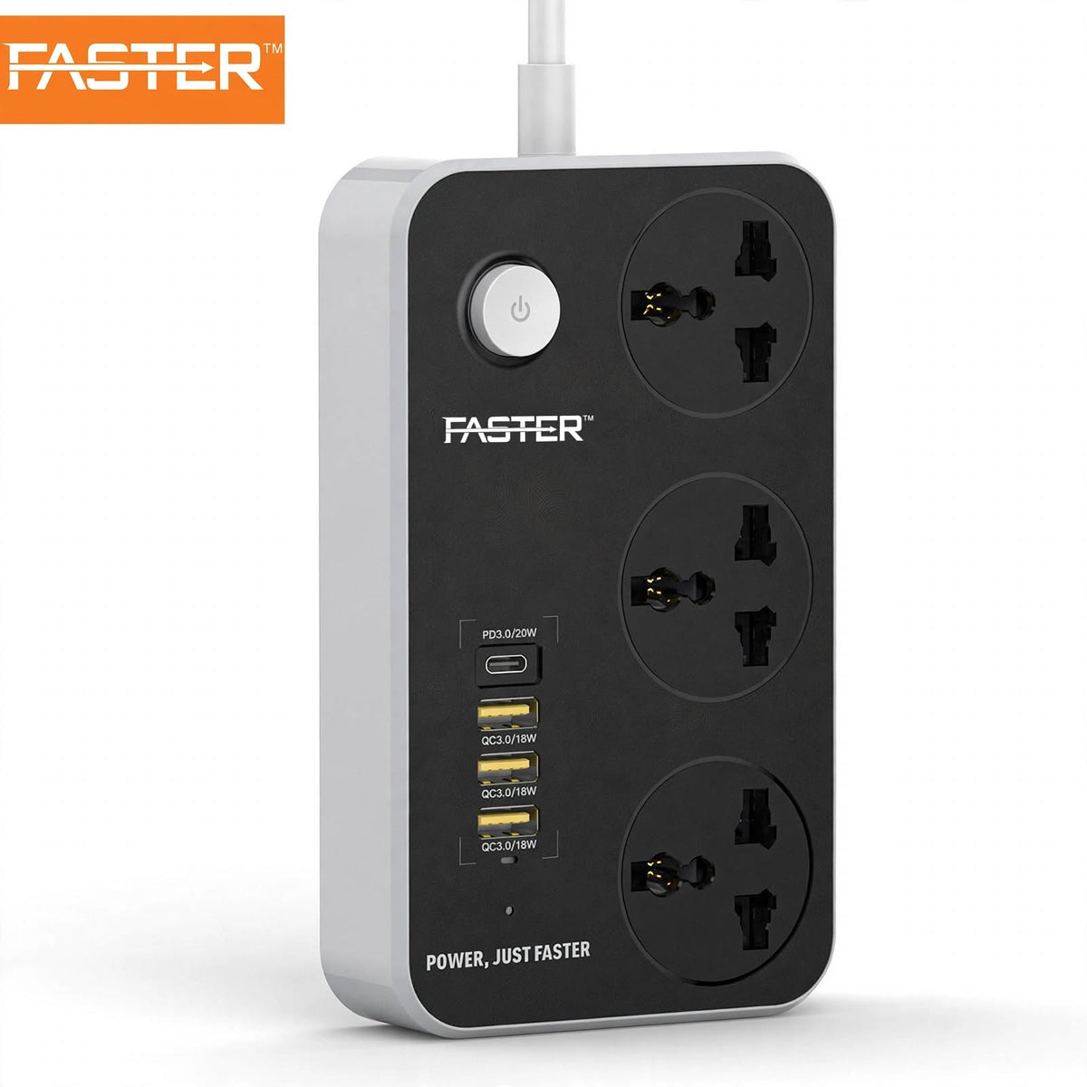 Faster FUS-640 3-Port USB Extension – USB Charging Access, Shared Desk Power