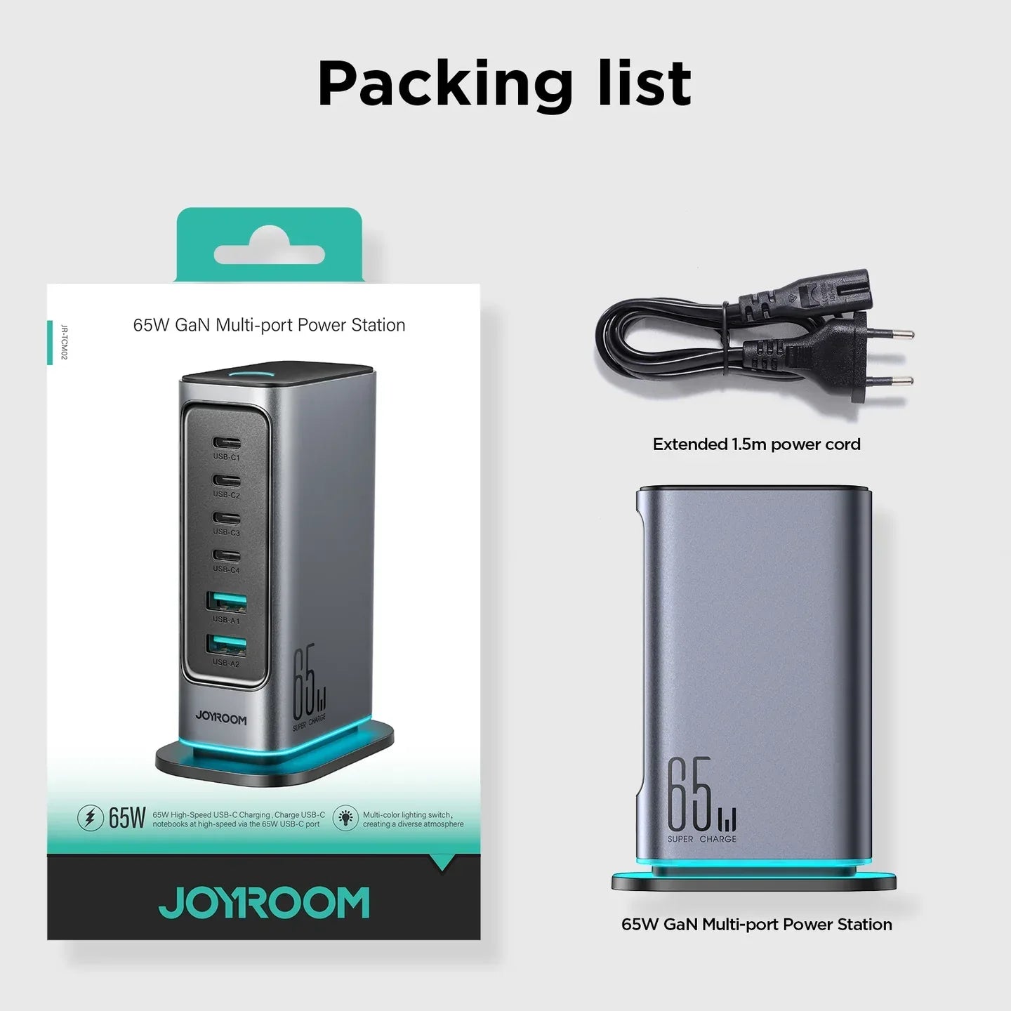 Joyroom JR-TCM02 65W Multi-port Charger-Dark Gray Price in Pakistan | dynsol.pk - dynsol