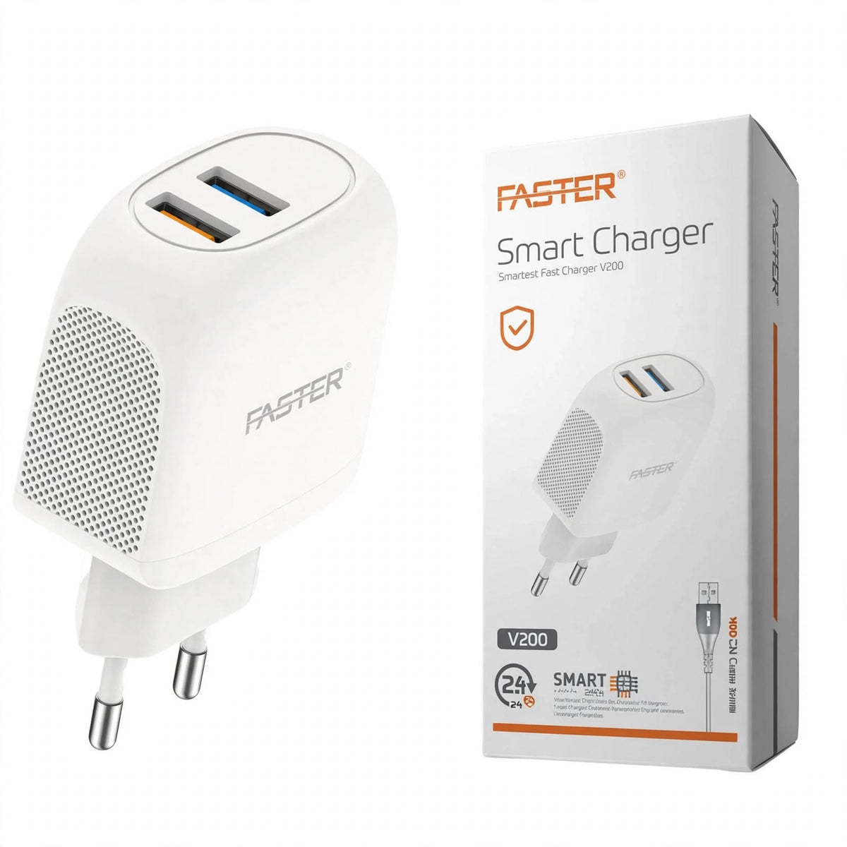 Faster V200 2.4A Home Charger Micro – 2.4A Rated Output, Micro-USB Connection