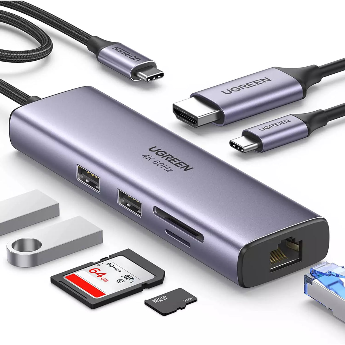 UGREEN 60515 USB C Hub with Ethernet 7 in 1 Multiport Adapter