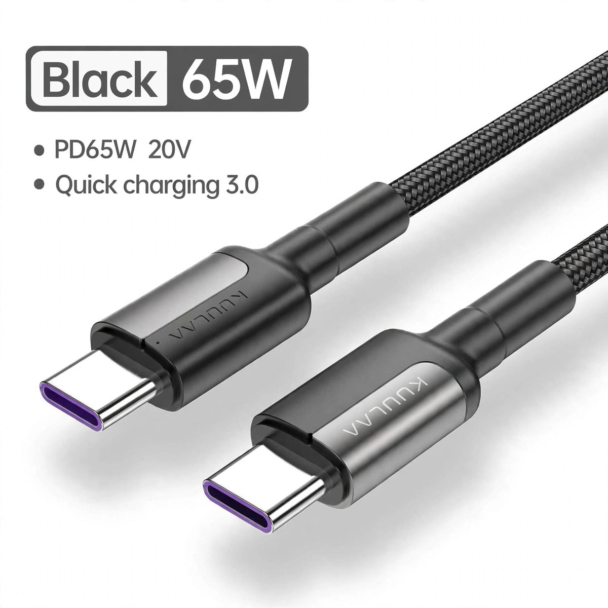 Faster D6 Pro 65W Type-C to Lightning & Type-C Cable – 65W listed rating & two listed connector types