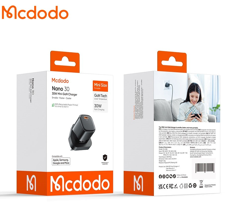 MCDODO 30W Superfast Wall Charger with a 1C UK Pin 