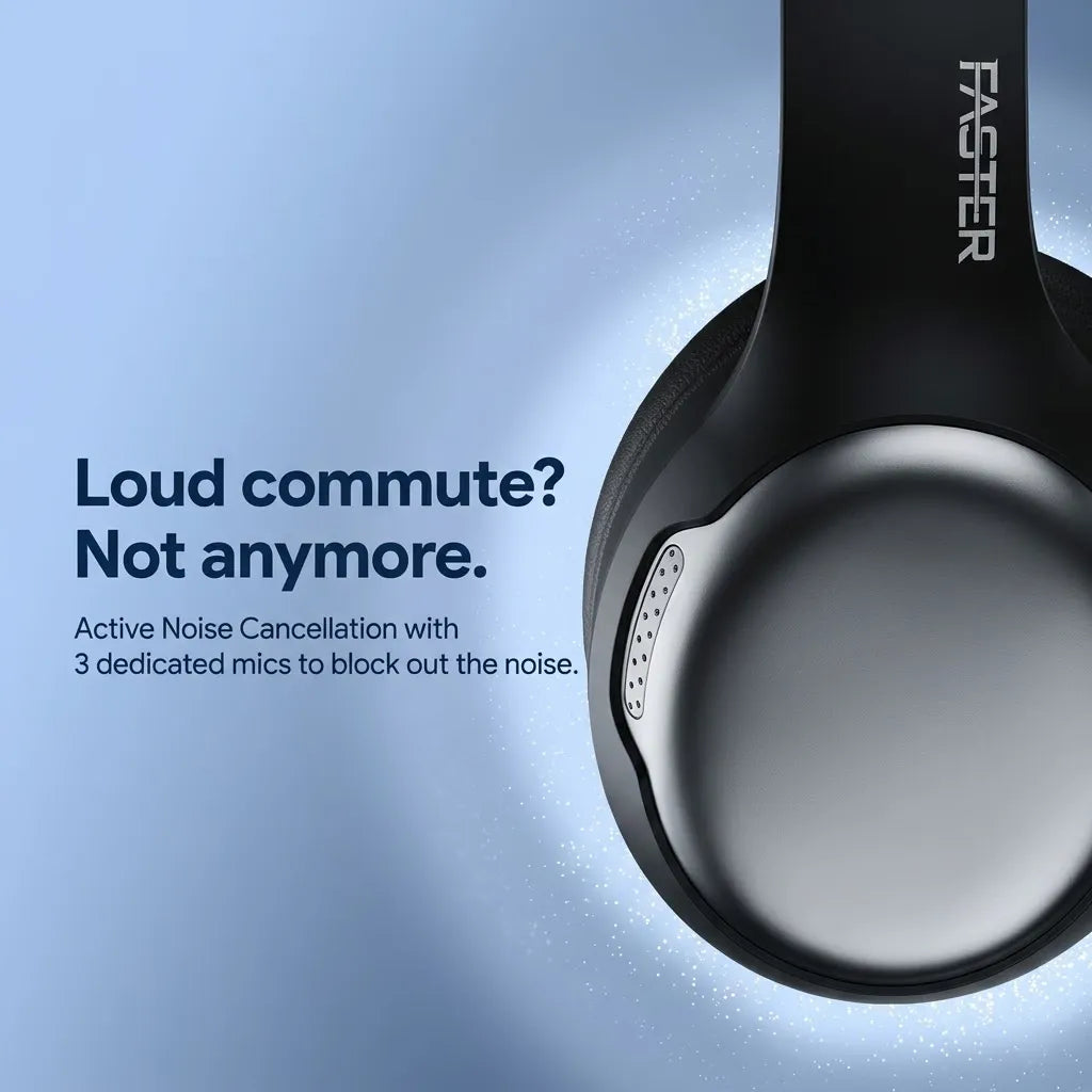 Faster S5 Pro Headphones – ANC + ENC, 40mm Drivers, Bluetooth 6.0