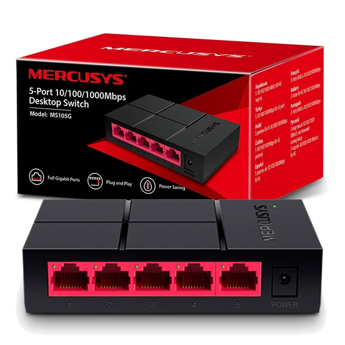 Mercusys MS105G 5-Port 10/100/1,000 Mbps Desktop Switch