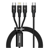 3 in 1 Baseus Rapid Series Fast Charging Data Cable Type-C to C + L + C PD 20W 1.5m Price in Pakistan | Dynsol.pk - dynsol