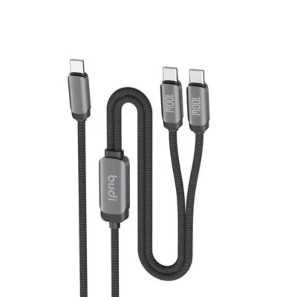 Budi One-For-Two Type c to Type c with Iph 100W 1.2M Braided Cable (DC266TTL12B) | Price in Pakistan | dynsol.pk - dynsol