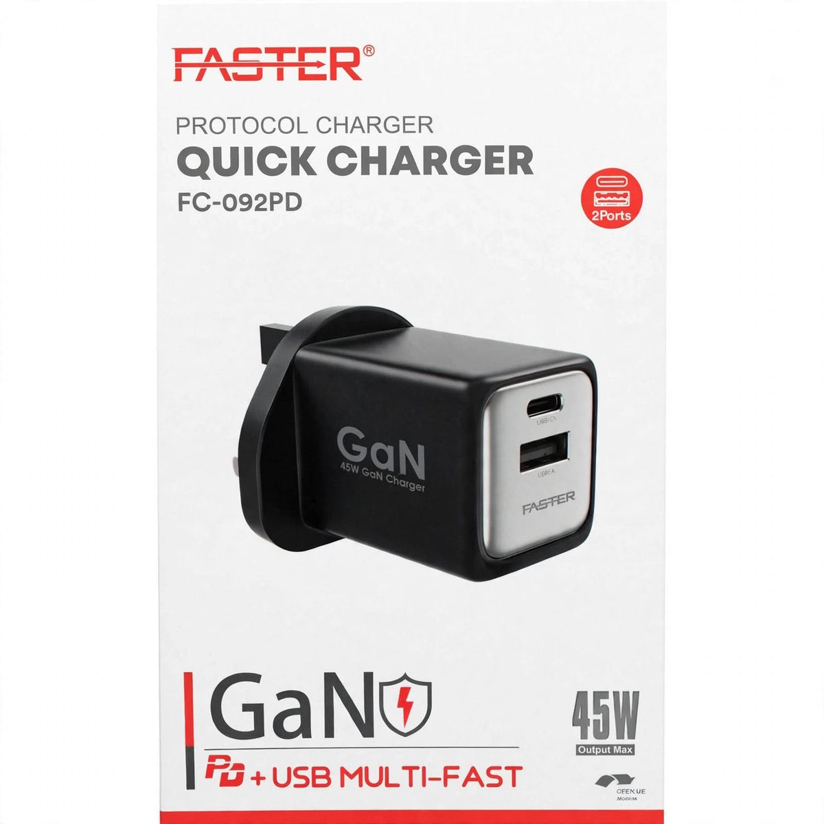 Faster FC-092 PD 45W GaN Charger – 45W PD Output, GaN Charging Technology