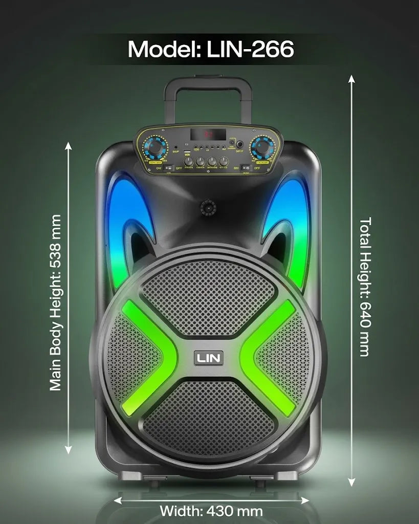 Login L-266 Ronaq Portable PA Speaker – 15-Inch Woofer, 40W RMS & Dual Mic Options