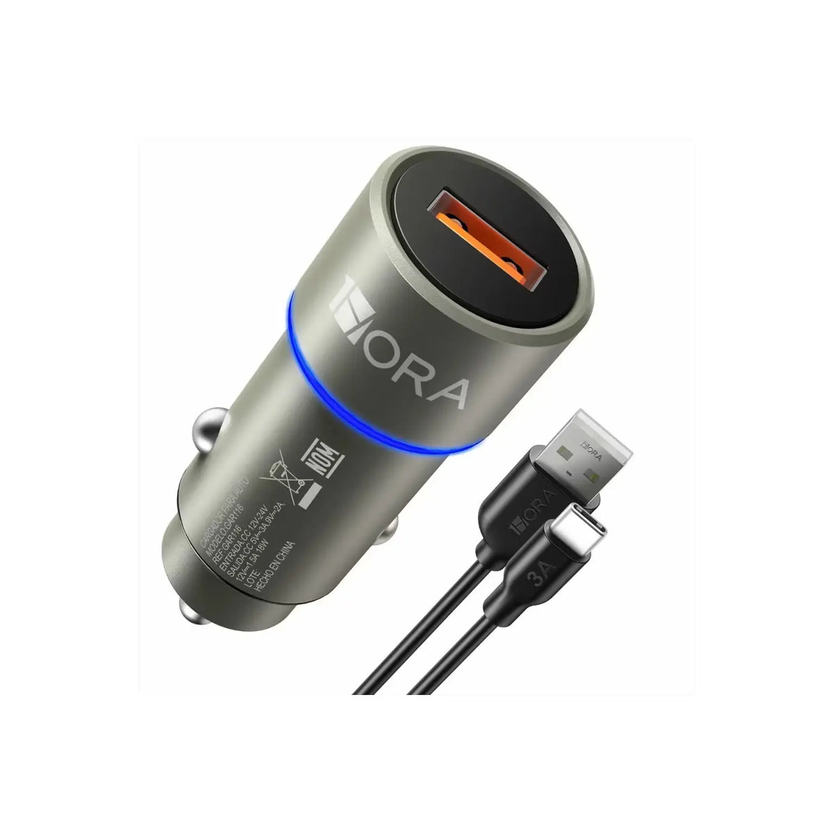 1Hora GAR116 Car Charger Adapter With USB to Type C Cable