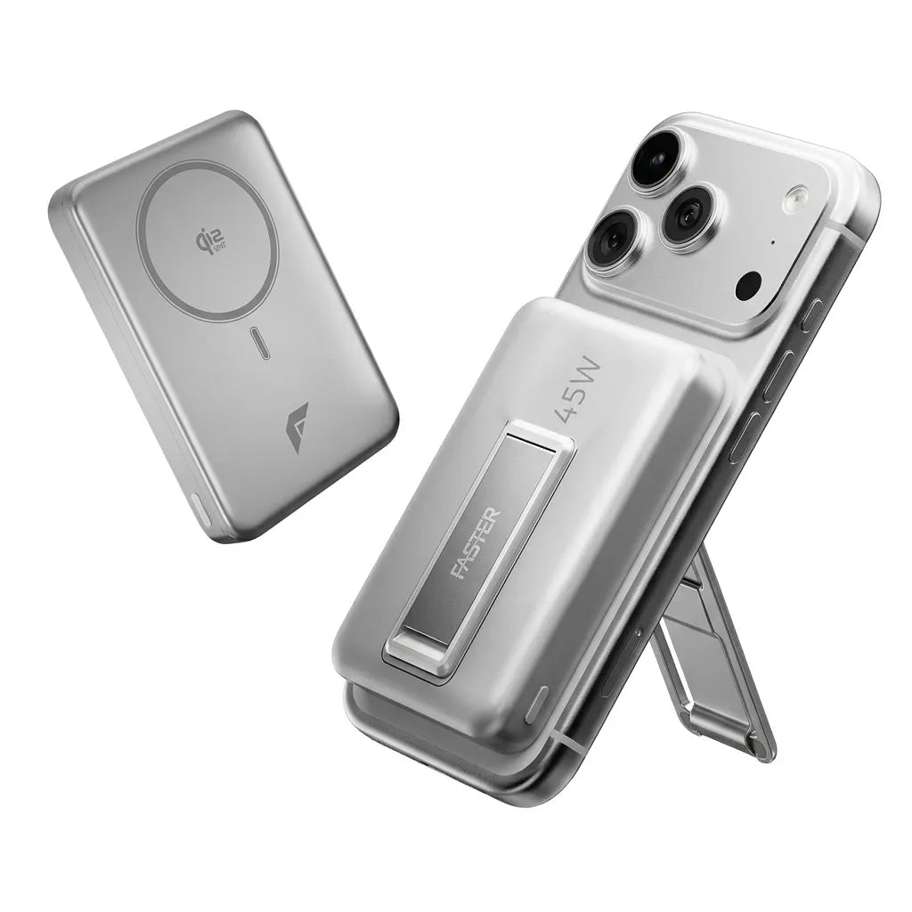 Faster PM-10K Power Mag Power Bank – 10000mAh, 45W USB-C, Magnetic Wireless Charging