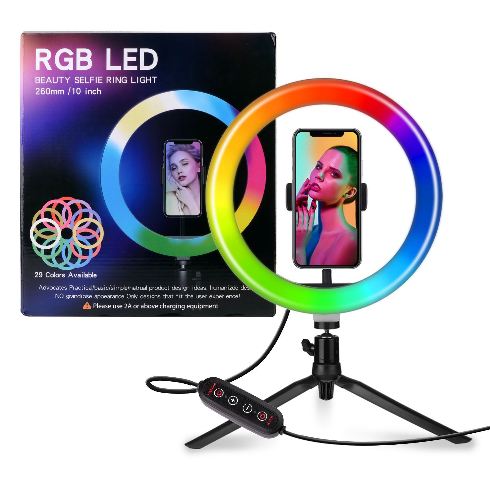 RGB Ring Light 10 inch, App Control Multi Colored RGB Ring Light