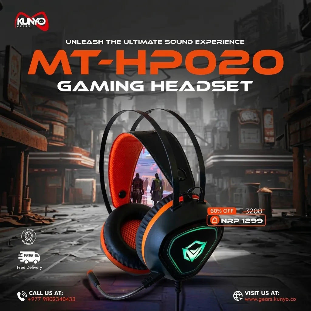 MEETION MT-HP020 Gaming Headset – Backlit design, Flexible microphone