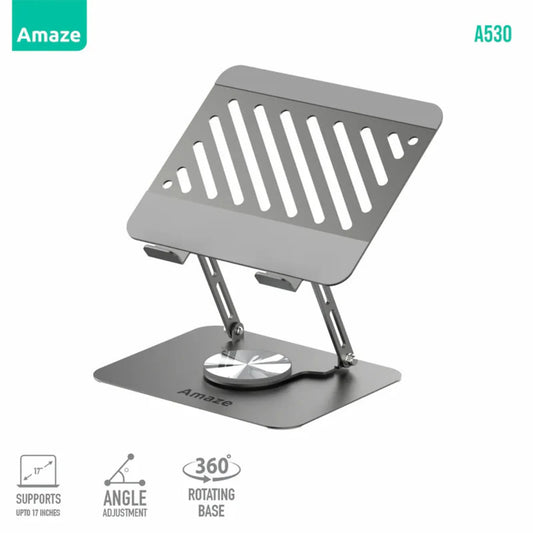 Amaze A530 360 Degree Rotational Laptop Stand – Gray | Best Price in Pakistan | Dynsol.pk - dynsol