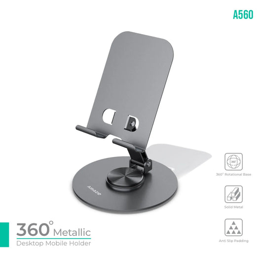 Amaze A560 360° Metallic Desktop Mobile Holder – Gray&nbsp;Best Price in Pakistan | Dynsol.pk - dynsol