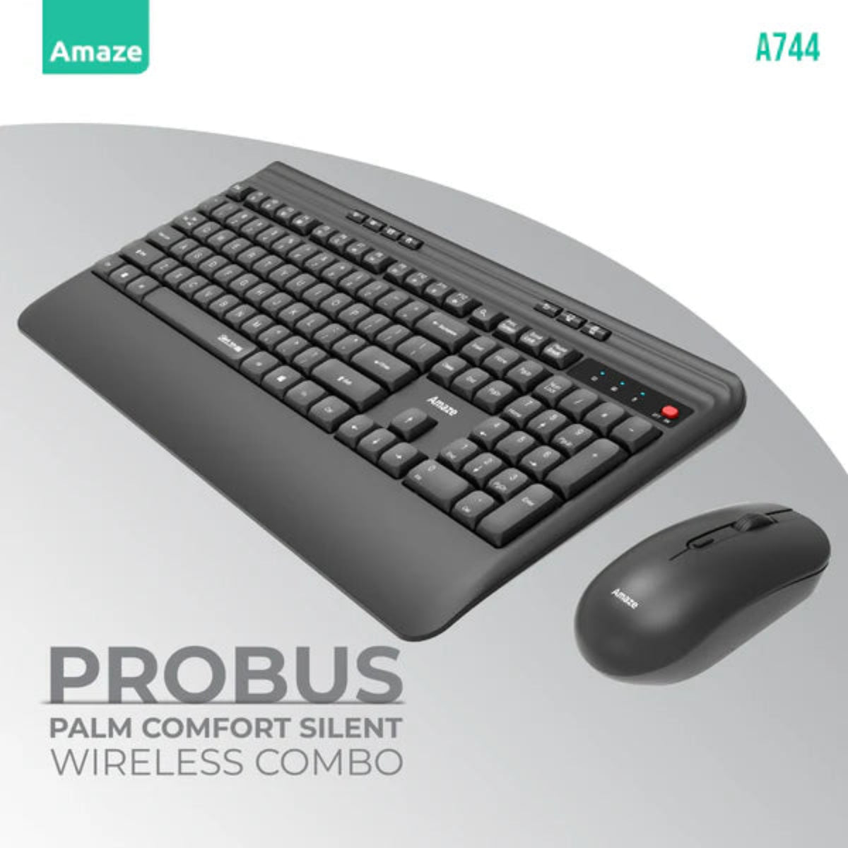 Amaze A744 Probus Palm Comfort Silent Wireless Keyboard & Mouse Combo