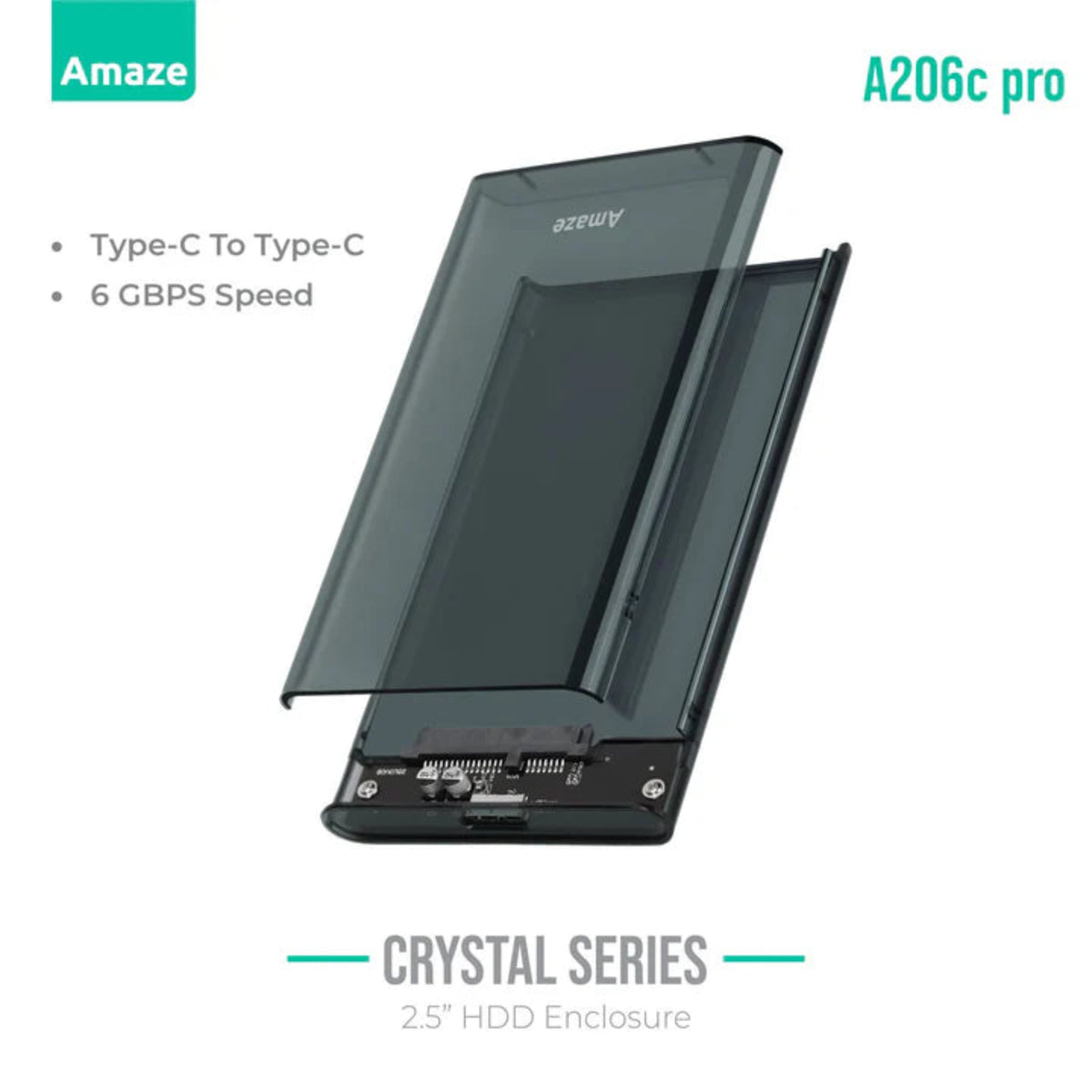 Amaze A206c Phantom Transparent 2.5" HDD Enclosure Type-C – 6Gbps Price In Pakistan | Dynsol.pk