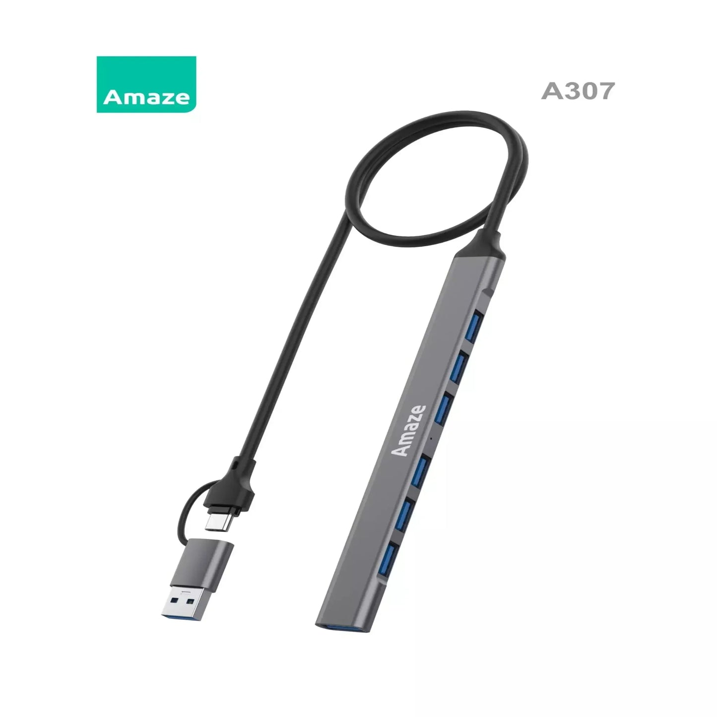 Amaze A307 USB 3.0 + Type‑C 7‑Port USB 3.0 Hub Price In Pakistan | Dynsol.pk - dynsol