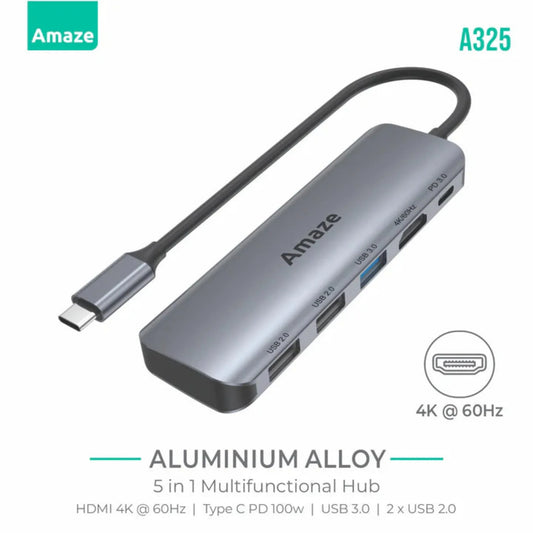 Amaze A325 5-in-1 Type‑C Multifunction Hub 4K@60Hz Price In Pakistan | Dynsol.pk - dynsol