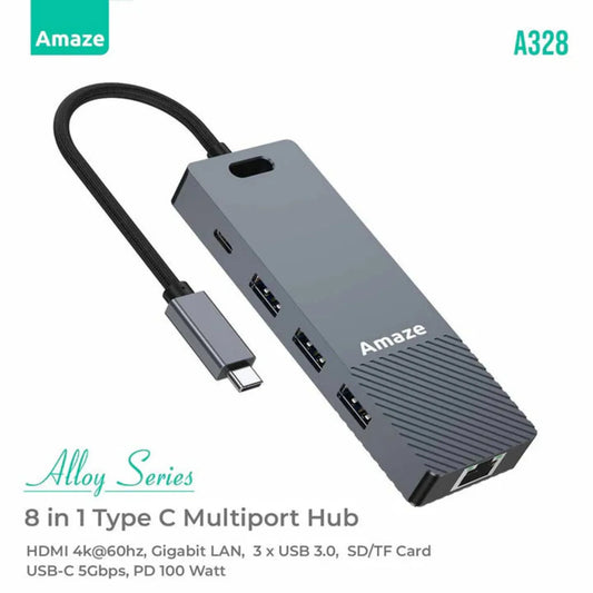 Amaze A328 Alloy Series 8-in-1 Type‑C Multiport Hub Price In Pakistan | Dynsol.pk - dynsol
