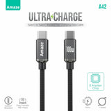 Amaze A42 Ultra Charge Type-C to Type-C Cable 100W 1M – Black | Best Price in Pakistan | Dynsol.pk - dynsol