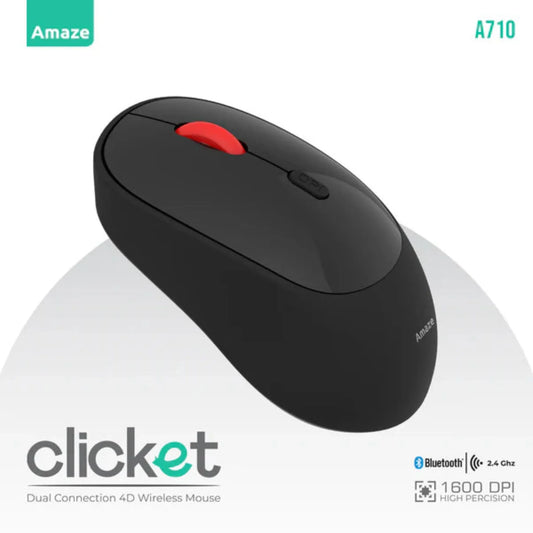Amaze A710 Clicket Dual Connection 4D Wireless Mouse – Black/White | Best Price in Pakistan | Dynsol.pk - dynsol