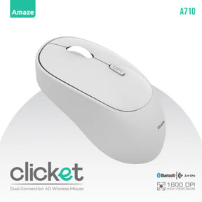 Amaze A710 Clicket Dual Connection 4D Wireless Mouse – Black/White | Best Price in Pakistan | Dynsol.pk