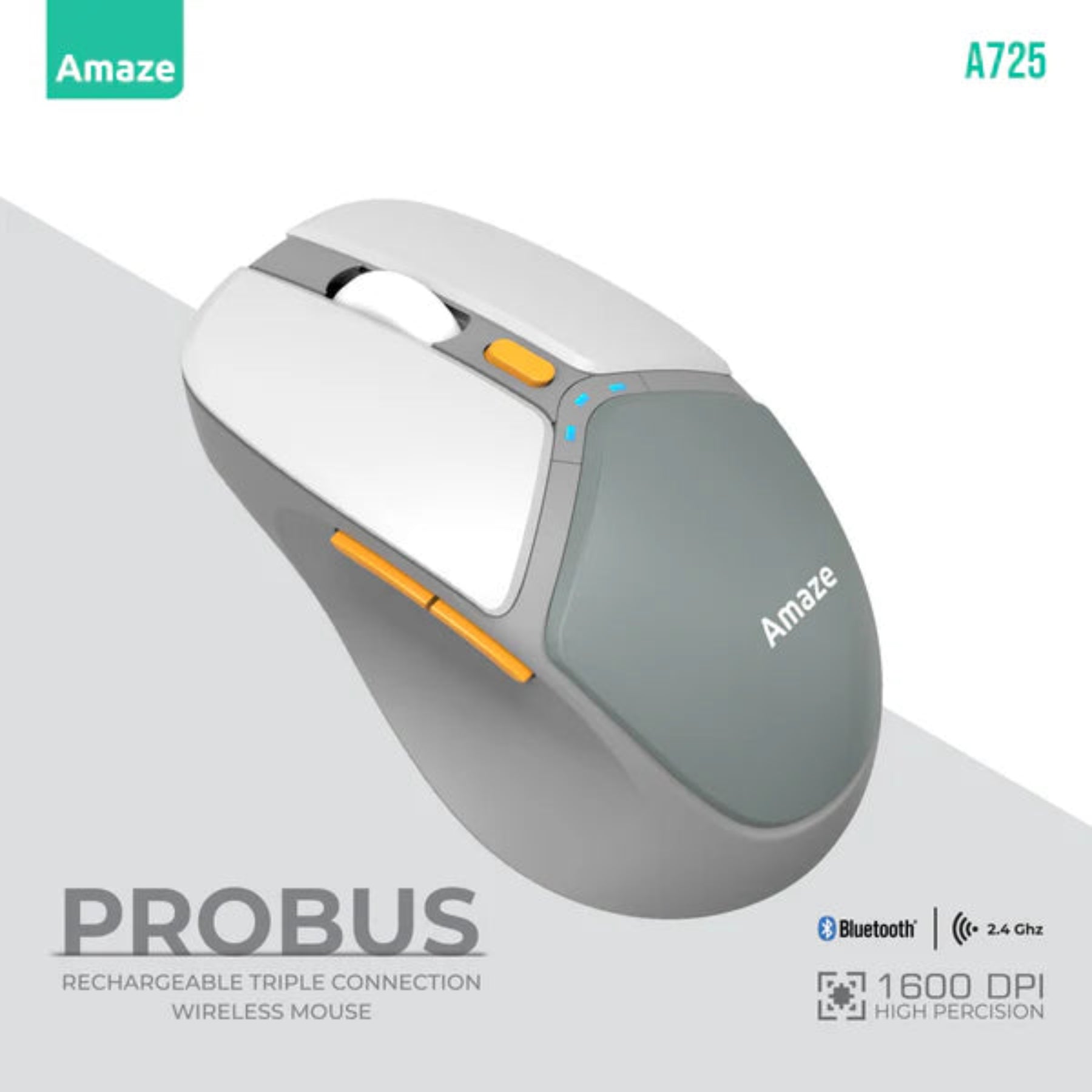 Amaze A725 ProBus Rechargeable Triple Connection Wireless Mouse | Best Price in Pakistan | Dynsol.pk