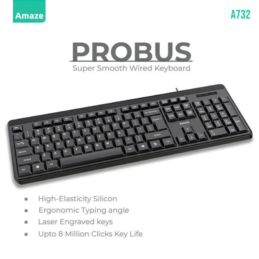 Amaze A732 ProBus Super Smooth Wired Keyboard – Black | Best Price in Pakistan | Dynsol.pk - dynsol
