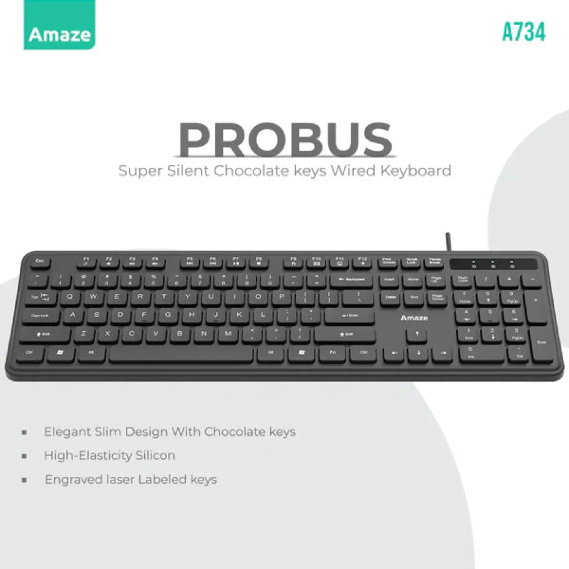 Amaze A734 ProBus Chocolate Keys Silent Wired Keyboard – Best Price in Pakistan | Dynsol.pk - dynsol