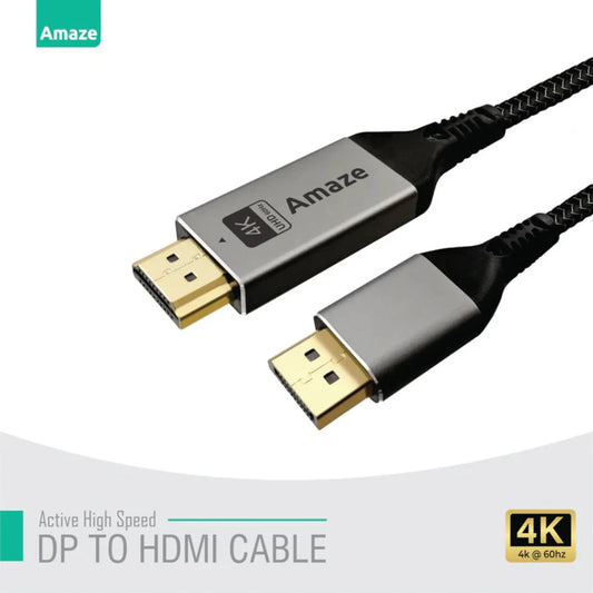 Amaze A815 DP to HDMI Braided Cable 4K@60Hz – 2M | Best Price in Pakistan | Dynsol.pk - dynsol