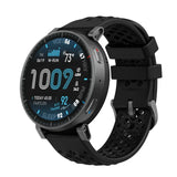 Amazfit Active Max smartwatch with black design and 1.5 inch AMOLED display.